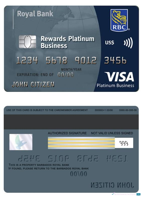 Download Barbados Royal Bank visa business platinum card Photoshop template